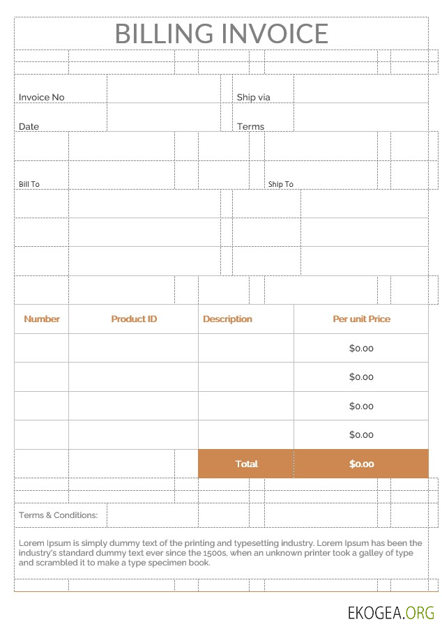 Modèle de facture de facturation modifiable